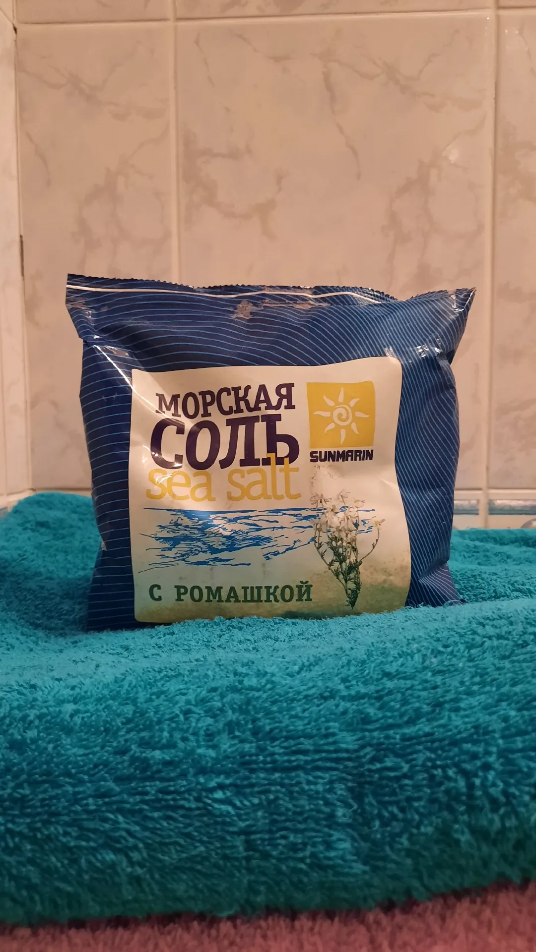 Соль косметическая морская природная с ромашкой Sunmarin 1 кг