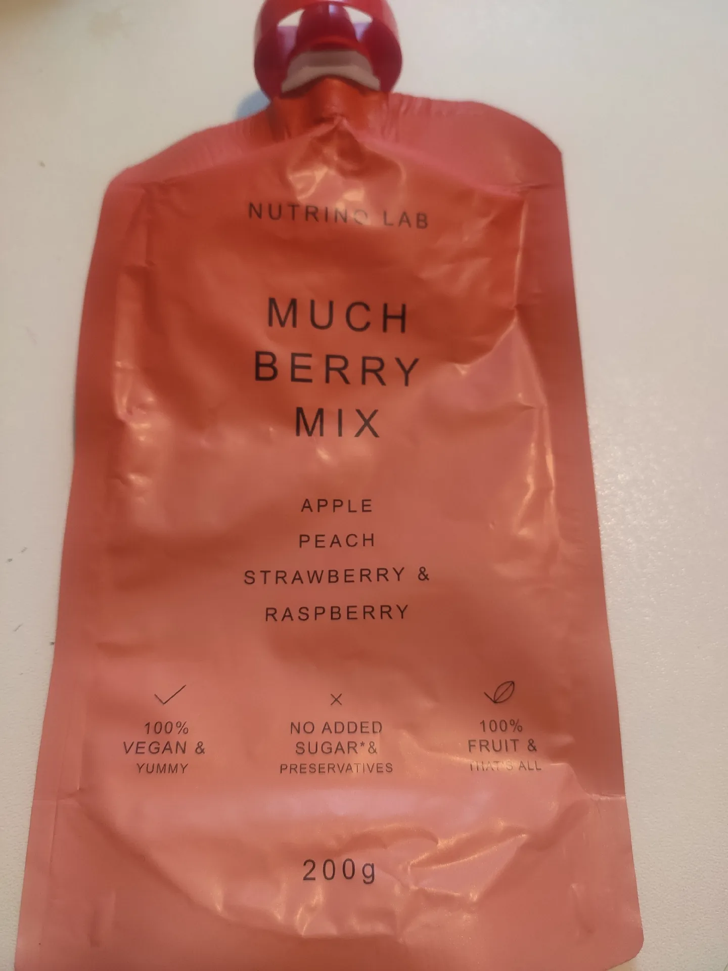 Фруктовое пюре Nutrino Lab «Яблоко, персик, клубника, малина», 200 г