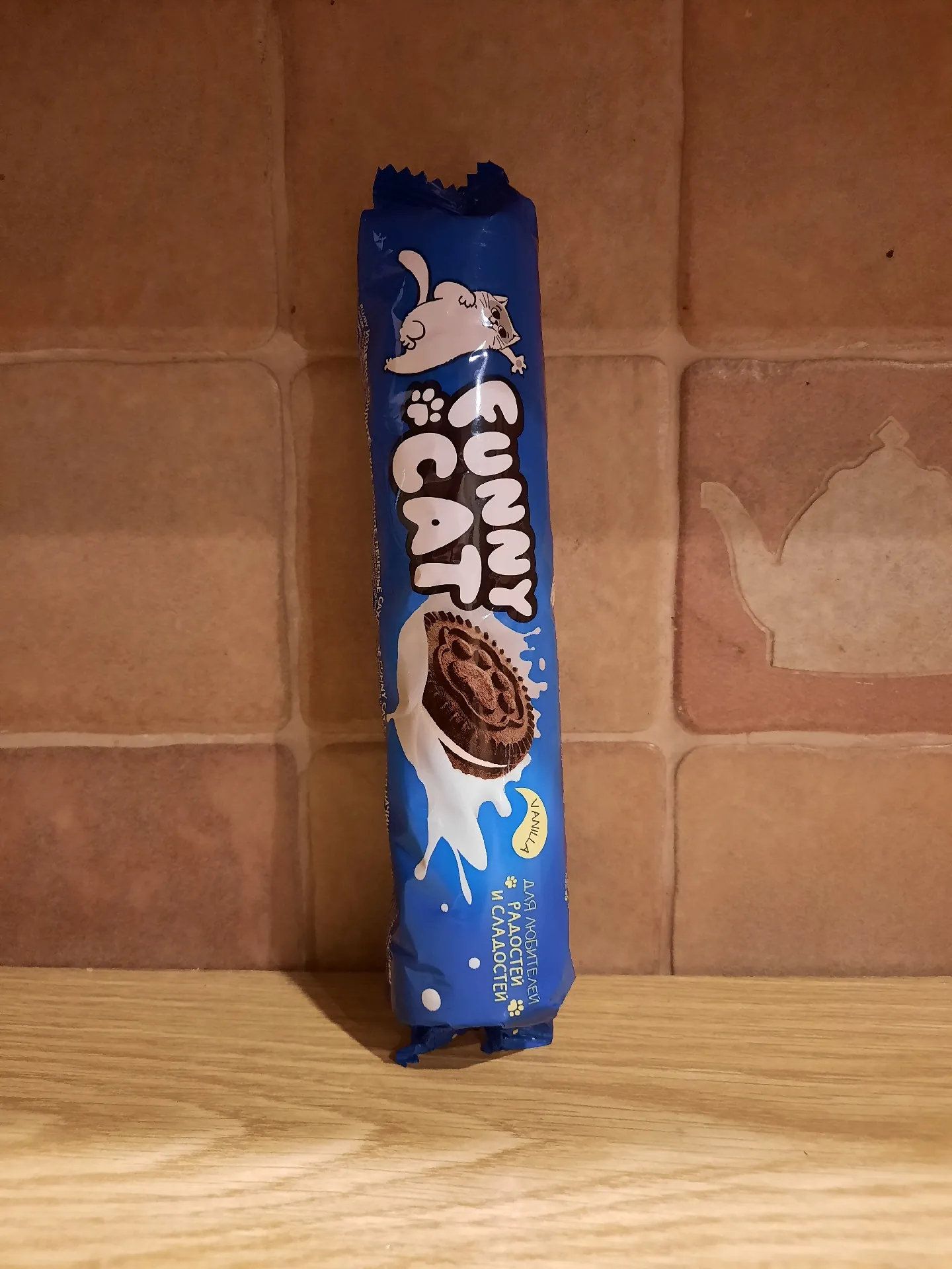 Печенье сахарное Funny Cat с какао и ароматом ванили, 158 г