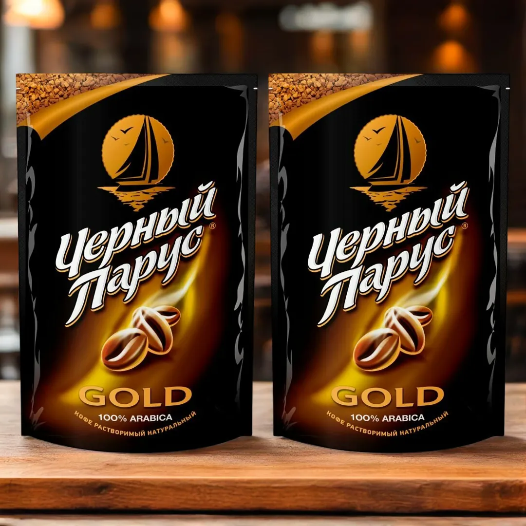 Кофе растворимый сублимированный «Чёрный Парус» Gold, 20 шт, 75 г (мягкая упаковка)