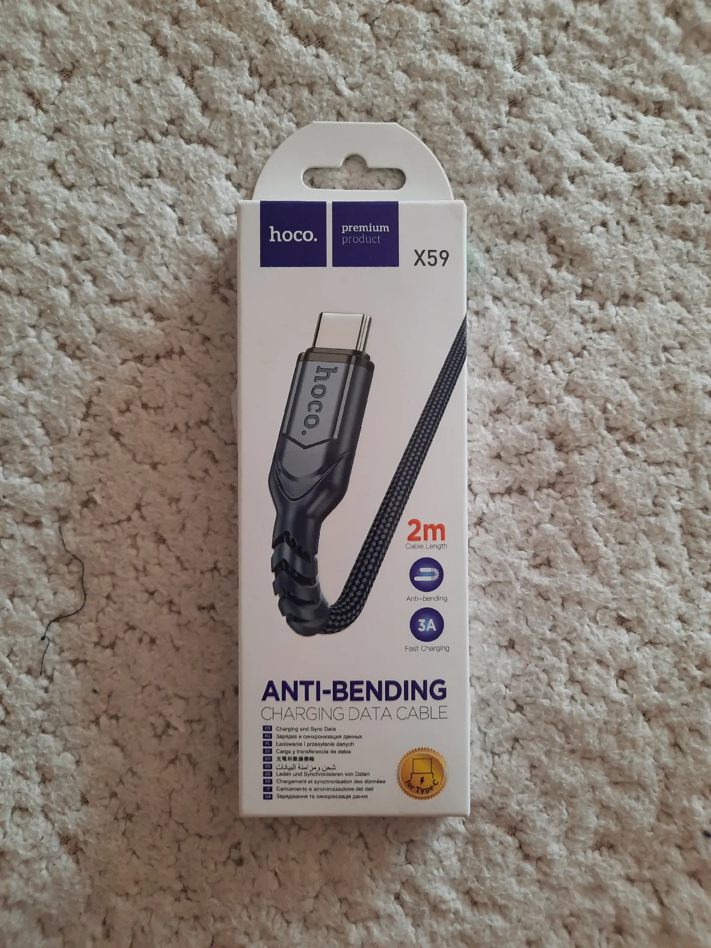 Кабель для зарядки и синхронизации данных hoco. X59 Anti-Bending (Type-C), 3 А, 2 м